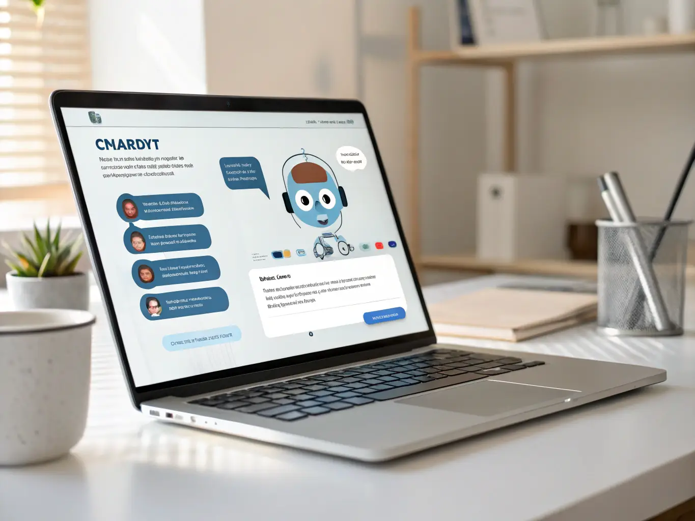 An AI-powered chatbot seamlessly integrated into a website, providing instant customer support and personalized recommendations, illustrating Web10's AI integration capabilities.